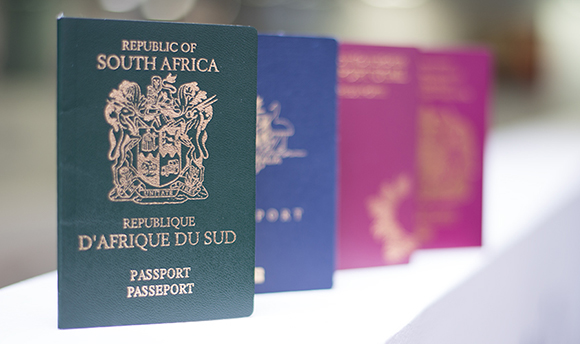 A row of different passports from different countries